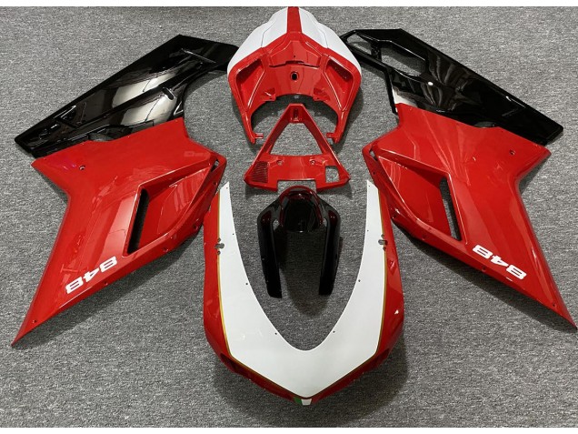 2007-2014 Rouge Brillant & Blanc (Autocollant 848) Ducati 848 1098 1198 Carénage