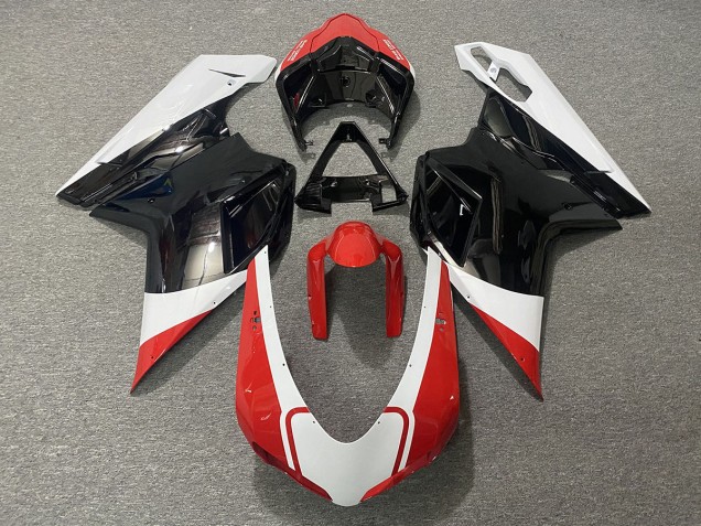 2007-2014 Rouge Brillant Blanc & Noir Ducati 848 1098 1198 Carénage 2007-2014 Rouge Brillant Blanc & Noir Ducati 848 1098 1198 Carénage