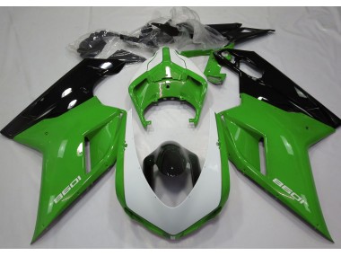 2007-2014 Vert Brillant & Blanc Ducati 848 1098 1198 Carénage
