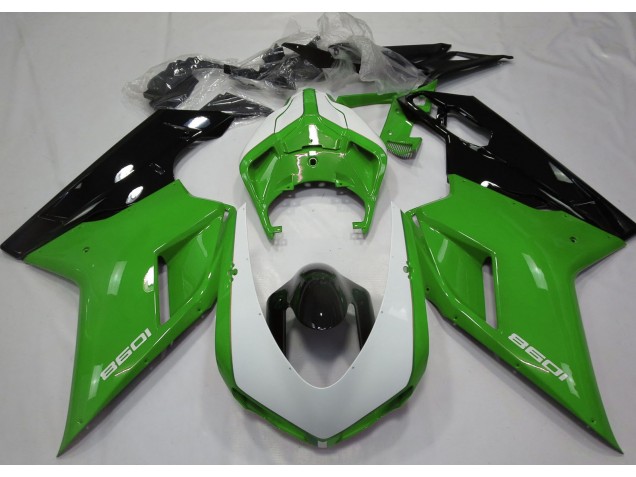 2007-2014 Vert Brillant & Blanc Ducati 848 1098 1198 Carénage 2007-2014 Vert Brillant & Blanc Ducati 848 1098 1198 Carénage