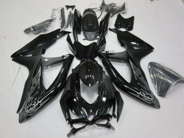 2008-2010 Argent & Noir GSXR 600-750 Carénage 2008-2010 Argent & Noir GSXR 600-750 Carénage