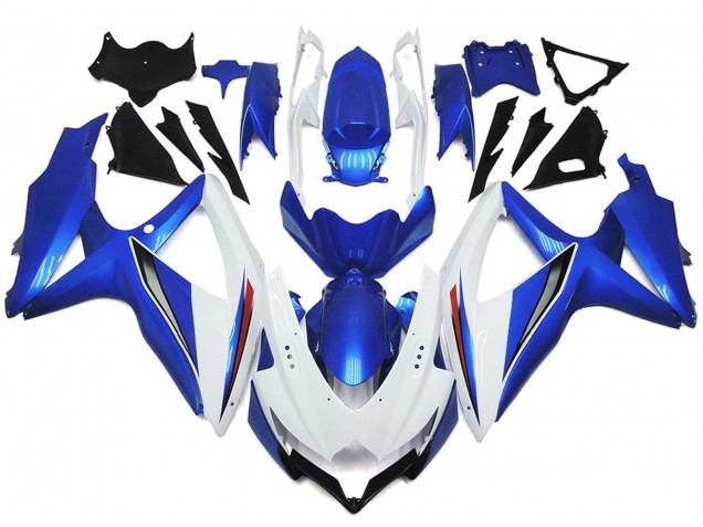 2008-2010 Blanc Brillant Brillant Avec Argent & Bleu GSXR 600-750 Carénage 2008-2010 Blanc Brillant Brillant Avec Argent & Bleu GSXR 600-750 Carénage