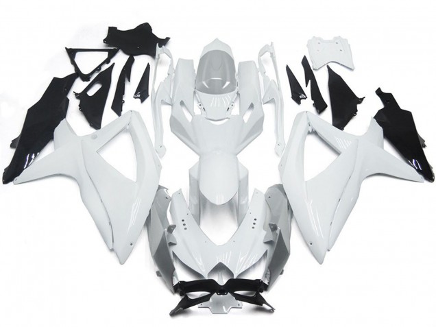 2008-2010 Blanc Brillant Brillant Avec De L'Argent GSXR 600-750 Carénage 2008-2010 Blanc Brillant Brillant Avec De L'Argent GSXR 600-750 Carénage