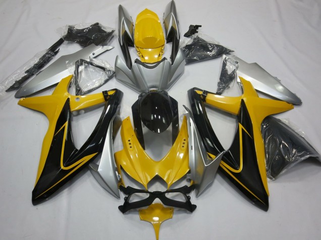 2008-2010 Jaune Noir & Argent GSXR 600-750 Carénage 2008-2010 Jaune Noir & Argent GSXR 600-750 Carénage