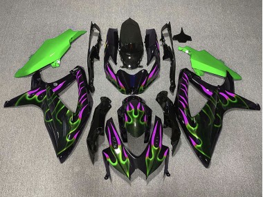 2008-2010 Vert & Magenta Flamme GSXR 600-750 Carénage