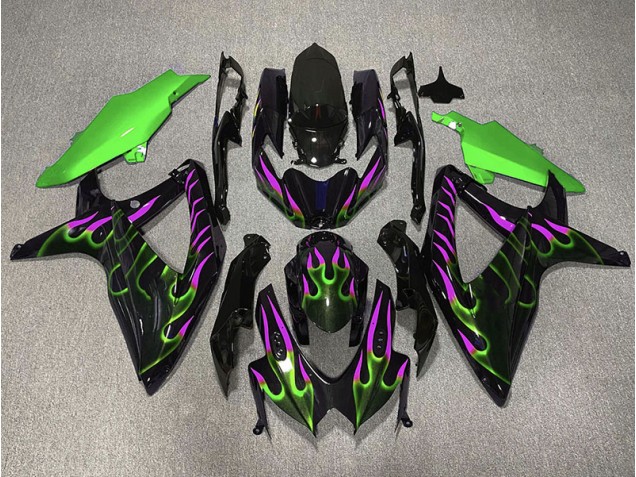 2008-2010 Vert & Magenta Flamme GSXR 600-750 Carénage 2008-2010 Vert & Magenta Flamme GSXR 600-750 Carénage