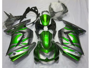 2008-2012 Vert & Argent Flamme Ninja 250 Carénage