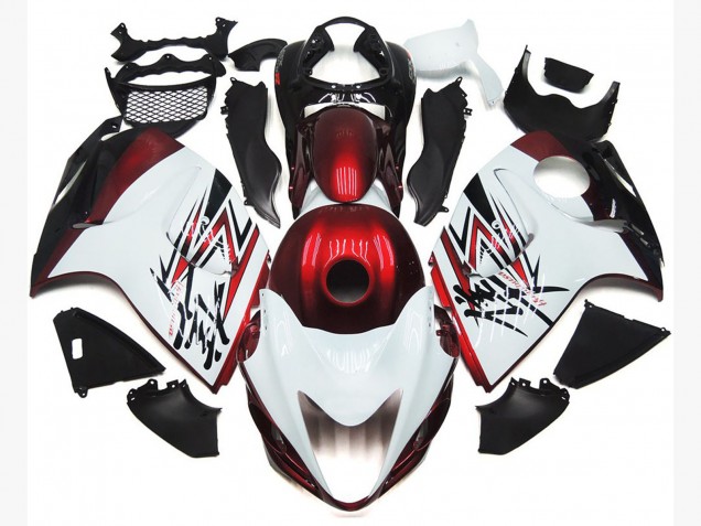 2008-2020 Blanc Brillant Avec Rouge Profond Personnalisé GSXR 1300 Carénage 2008-2020 Blanc Brillant Avec Rouge Profond Personnalisé GSXR 1300 Carénage