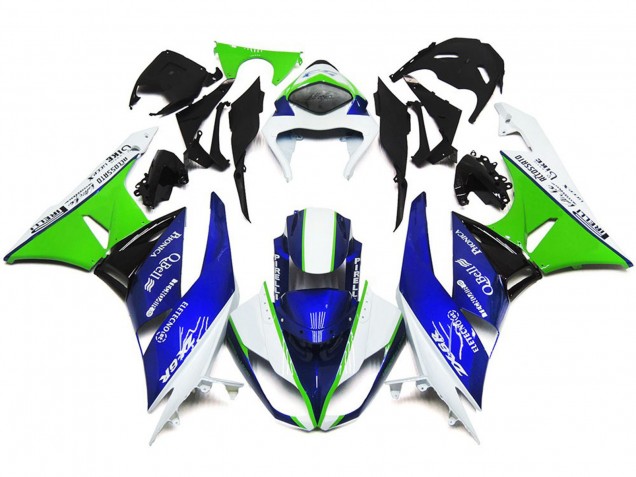 2009-2012 Bleu Profond Vert & Blanc ZX6R Carénage 2009-2012 Bleu Profond Vert & Blanc ZX6R Carénage