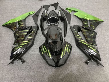 2009-2012 Noir Brillant & Vert Flamme ZX6R Carénage