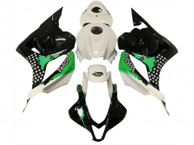 2009-2012 Éclaboussures Blanches & Vertes Brillantes CBR600RR Carénage