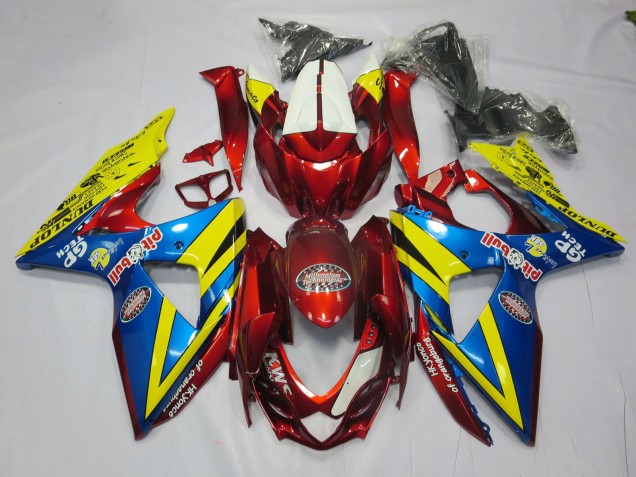 2009-2016 Jaune Rouge & Bleu GSXR 1000 Carénage 2009-2016 Jaune Rouge & Bleu GSXR 1000 Carénage
