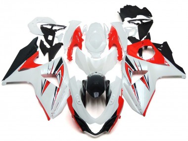 2009-2016 Rouge Brillant Avec Style Personnalisé Blanc & Noir GSXR 1000 Carénage