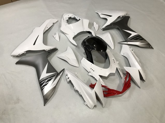 2011-2024 Blanc Brillant & Argent Mat GSXR 600-750 Carénage 2011-2024 Blanc Brillant & Argent Mat GSXR 600-750 Carénage