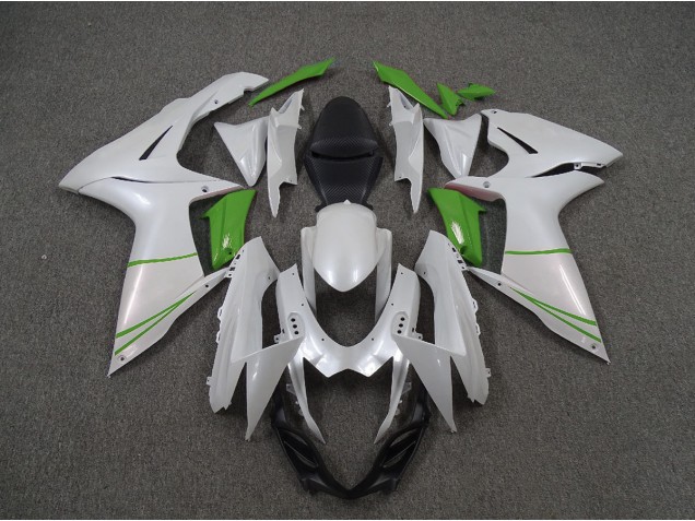 2011-2024 Blanc Nacré & Vert GSXR 600-750 Carénage 2011-2024 Blanc Nacré & Vert GSXR 600-750 Carénage