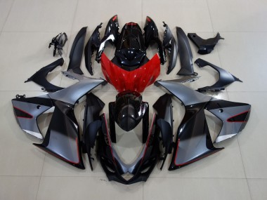 2011-2024 Gris Brillant / Noir Avec Rouge GSXR 600-750 Carénage