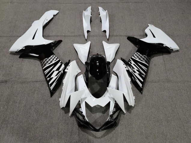 2011-2024 Noir Blanc & Argent GSXR 600-750 Carénage 2011-2024 Noir Blanc & Argent GSXR 600-750 Carénage