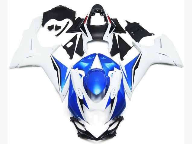 2011-2024 Style Blanc Brillant & Bleu GSXR 600-750 Carénage 2011-2024 Style Blanc Brillant & Bleu GSXR 600-750 Carénage