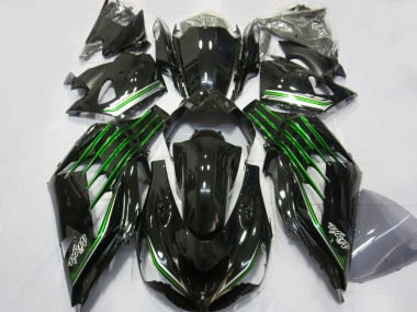2012-2021 Noir Brillant Avec Vert ZX14R Carénage