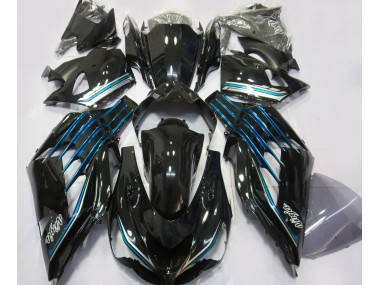 2012-2021 Noir Brillant & Bleu Clair ZX14R Carénage