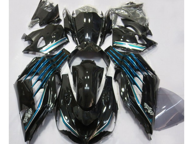2012-2021 Noir Brillant & Bleu Clair ZX14R Carénage 2012-2021 Noir Brillant & Bleu Clair ZX14R Carénage