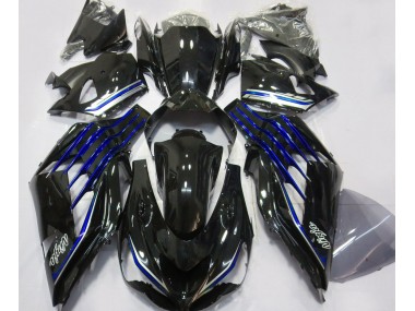 2012-2021 Noir Brillant & Bleu ZX14R Carénage