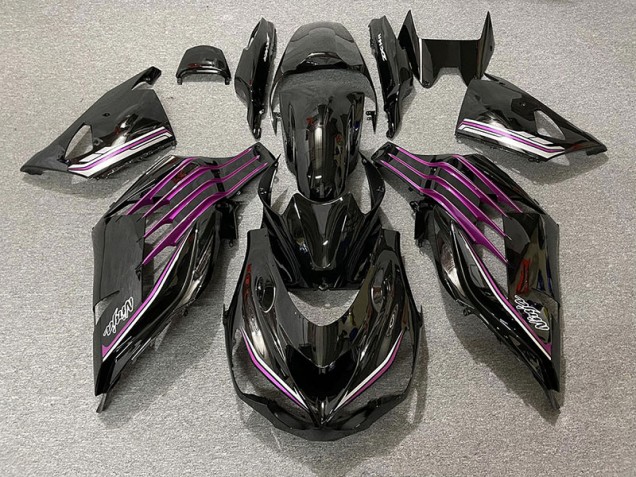 2012-2021 Noir Brillant & Rose ZX14R Carénage 2012-2021 Noir Brillant & Rose ZX14R Carénage
