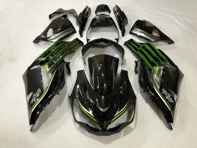 2012-2021 Noir Brillant & Vert Slime ZX14R Carénage 2012-2021 Noir Brillant & Vert Slime ZX14R Carénage