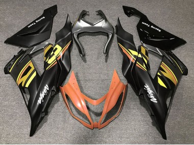 2013-2018 Noir Brillant & Orange ZX6R Carénage