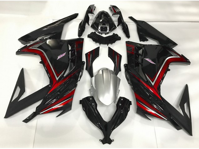 2013-2018 Noir Brillant & Rouge Ninja 300 Carénage 2013-2018 Noir Brillant & Rouge Ninja 300 Carénage