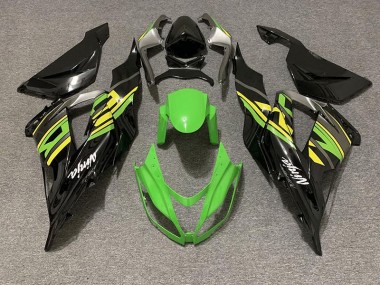 2013-2018 Noir Brillant & Vert Racing ZX6R Carénage