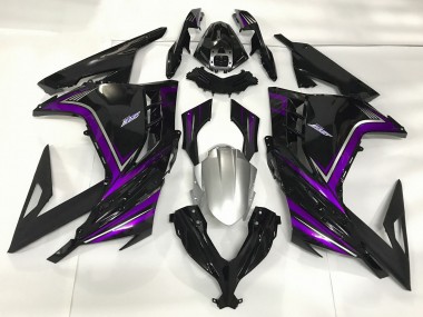 2013-2018 Noir Brillant & Violet Ninja 300 Carénage