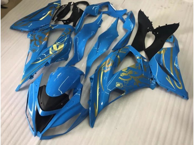 2016-2019 Bleu Brillant Avec Or ZX10R Carénage 2016-2019 Bleu Brillant Avec Or ZX10R Carénage